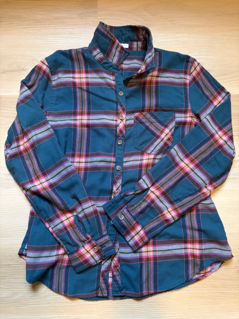 Maurices - Women’s Pink/Teal Plaid Button Down Shirt- M